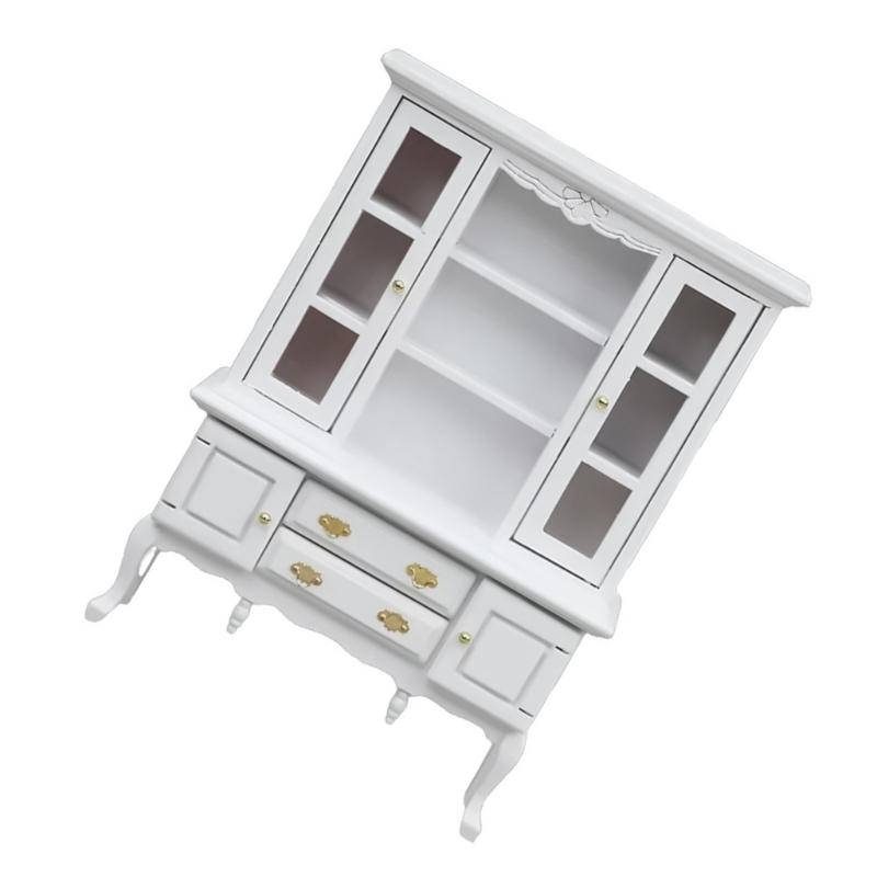 Doll House Enthusiast Miniature Cabinet 1/12 Doll House Furniture Bookcase with Openable Drawers Doll House Accessories