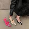 Stiletto High Heels Temperament Socialite Black Bag Head Sandals Fairy Shoes 2025 New Spring and Summer Pointed Single Shoes