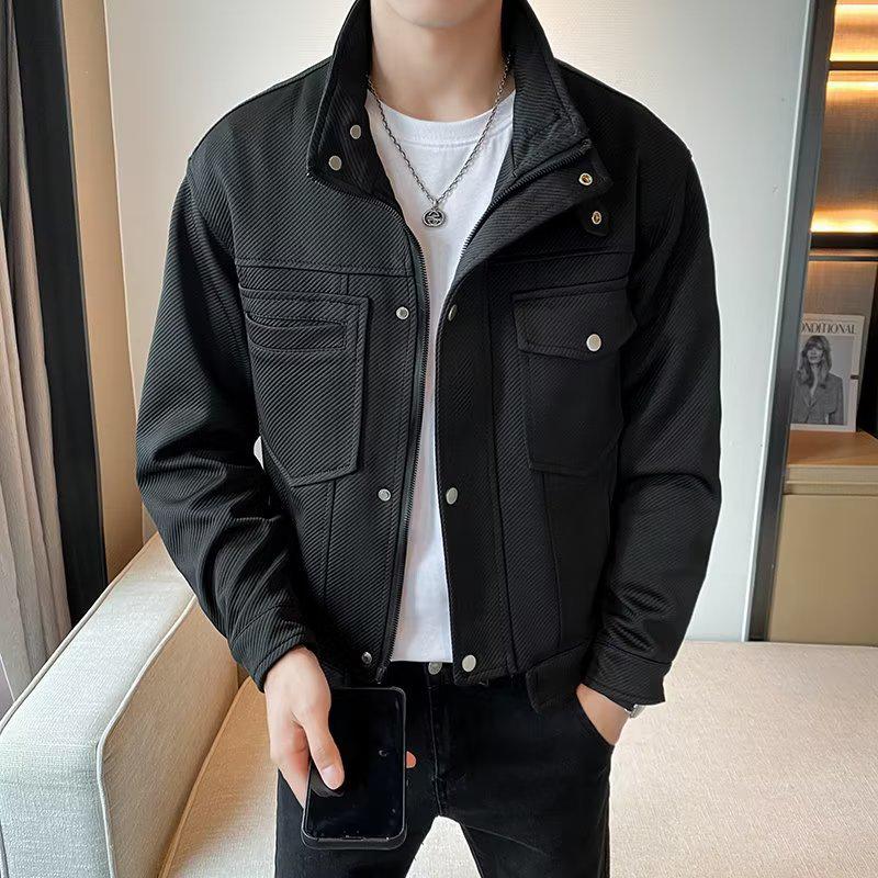 Men's Slim Casual Stand Collar Jacket - Trendy Workwear for Autumn/Winter 2023