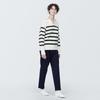 MUJI Washable Milan Rib Knit Skipper Polo White Size BA1OOA4S Women's Sweater, Striped, XS,