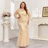 Sukienki Wieczorowe Plus Size Sequinowe Rybi Ogon Dopasowane Seksowne Imprezowe