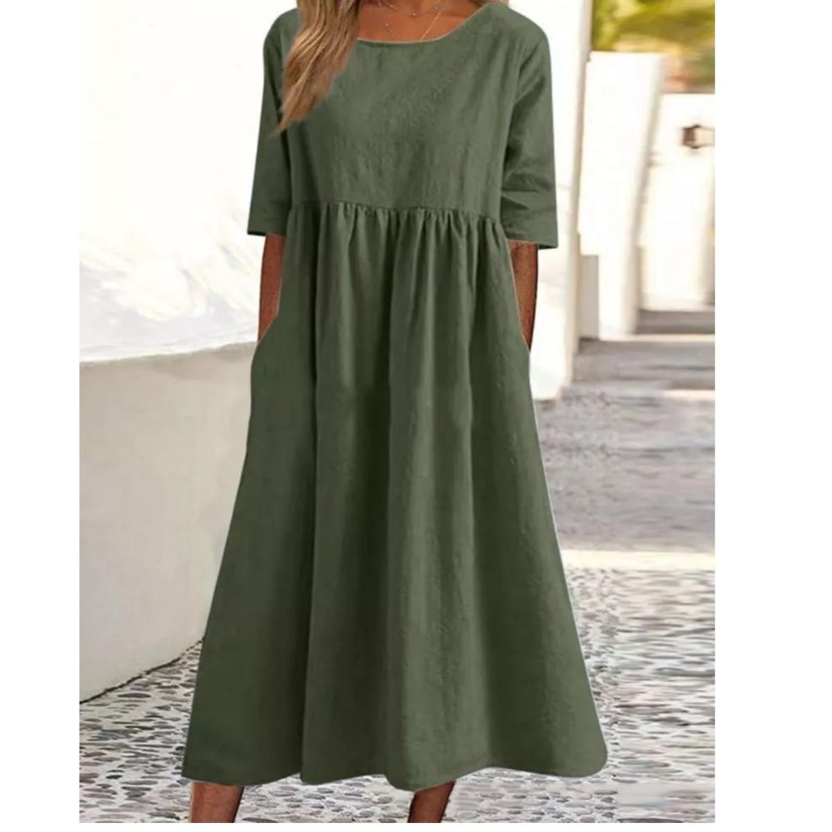 

Женское модное платье с принтом, летнее повседневное пляжное платье, богемная женская одежда, однотонное платье из хлопка и льна 5XL