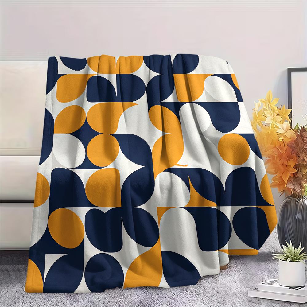 1Pc Simple Geometry Print Flannel Blanket, High quality Comfortable for All Seasons, Home Decor, Warmth and Comfort, Perfect for Christmas Gifts W23