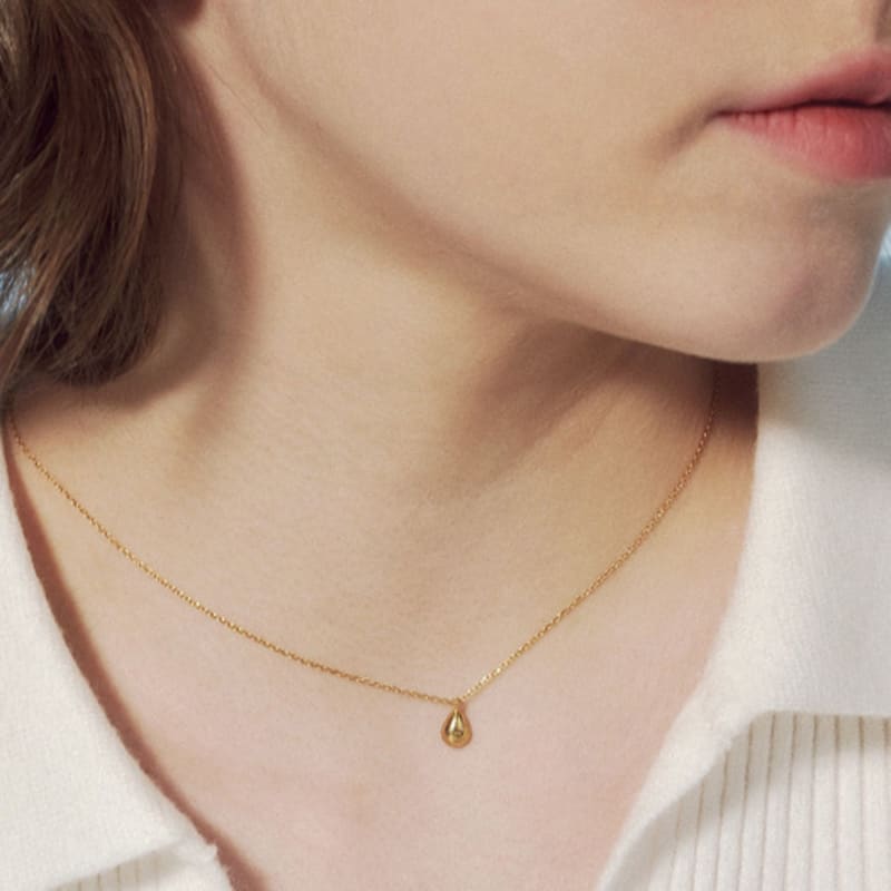 JUDY AND PAUL [925 Silver] Muse Simple All-Silver Waterdrop Necklace