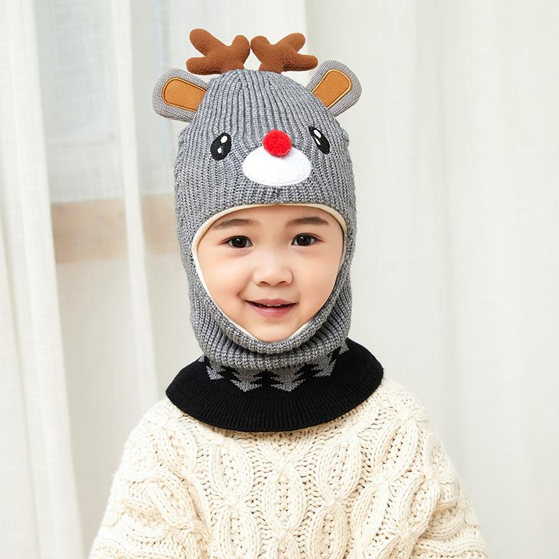 Children's Hats Autumn and Winter Girls Fleece Ear Protection Scarf Baby Winter Windproof Face Protection Integrated Wool Hat