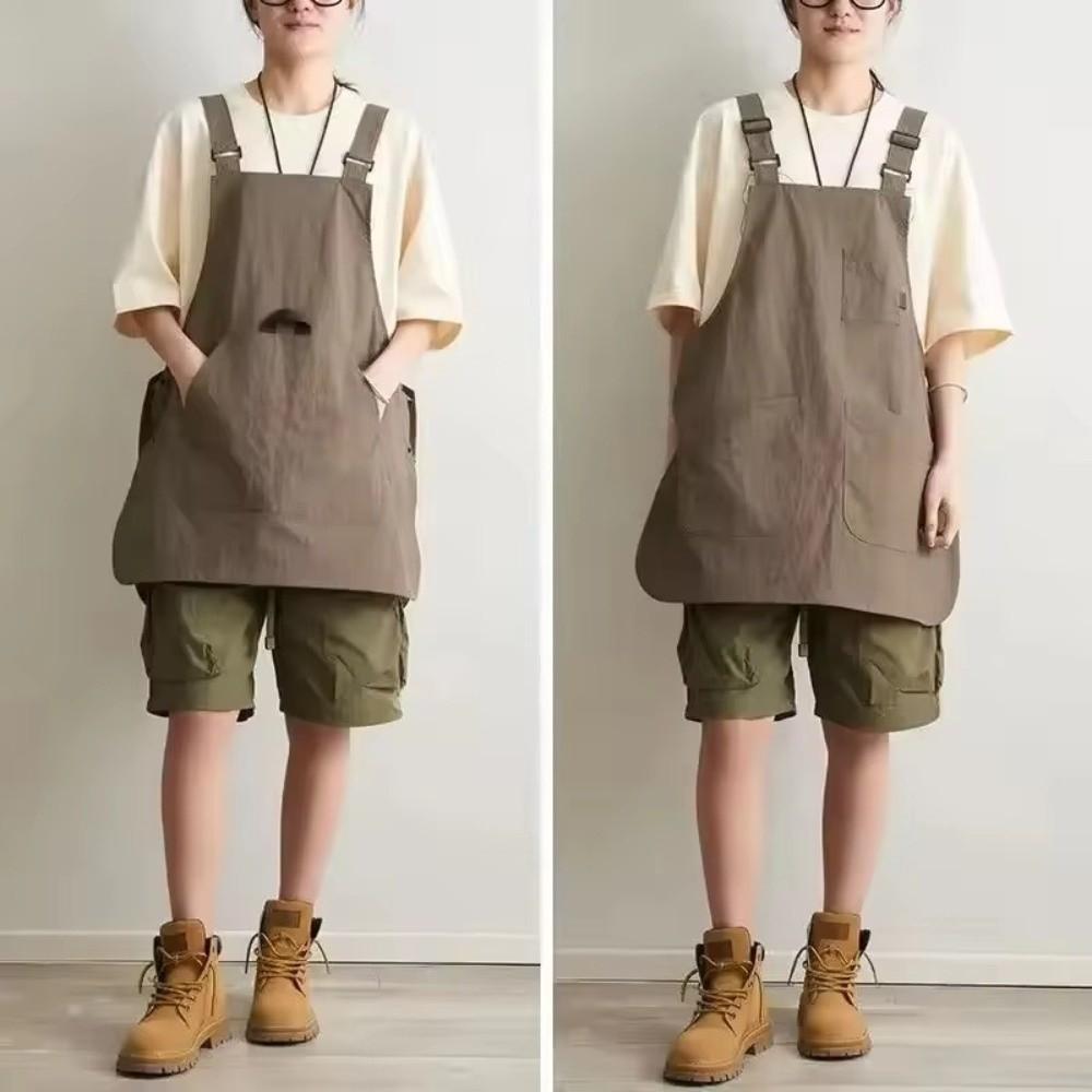 New Double-Sided Kitchen Apron Waterproof Pure Color Waist Apron Unisex Adjustable Workwear Apron Household Kitchen