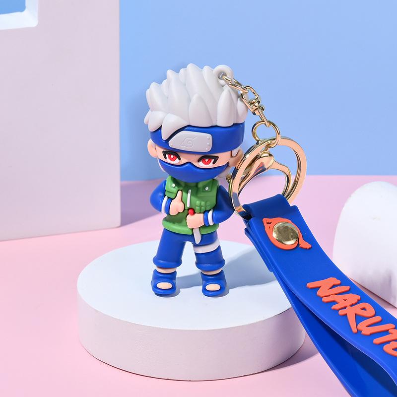 Anime Naruto Keychain Fashion Jewelry Cartoon Character PVC Keychain Uzumaki Kakashi Men and Women Action Character Bag Pendant