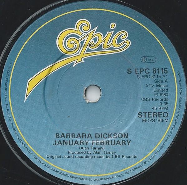 7inch Record BARBARA DICKSON - January  February SEPC8115 Epic 1980 UK Pop Used
