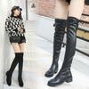 Fashion 2025 Long Leather Boots Women's Over-the-knee Skinny Boots  Autumn and Winter New Long-tube High-heeled Stretch Boots