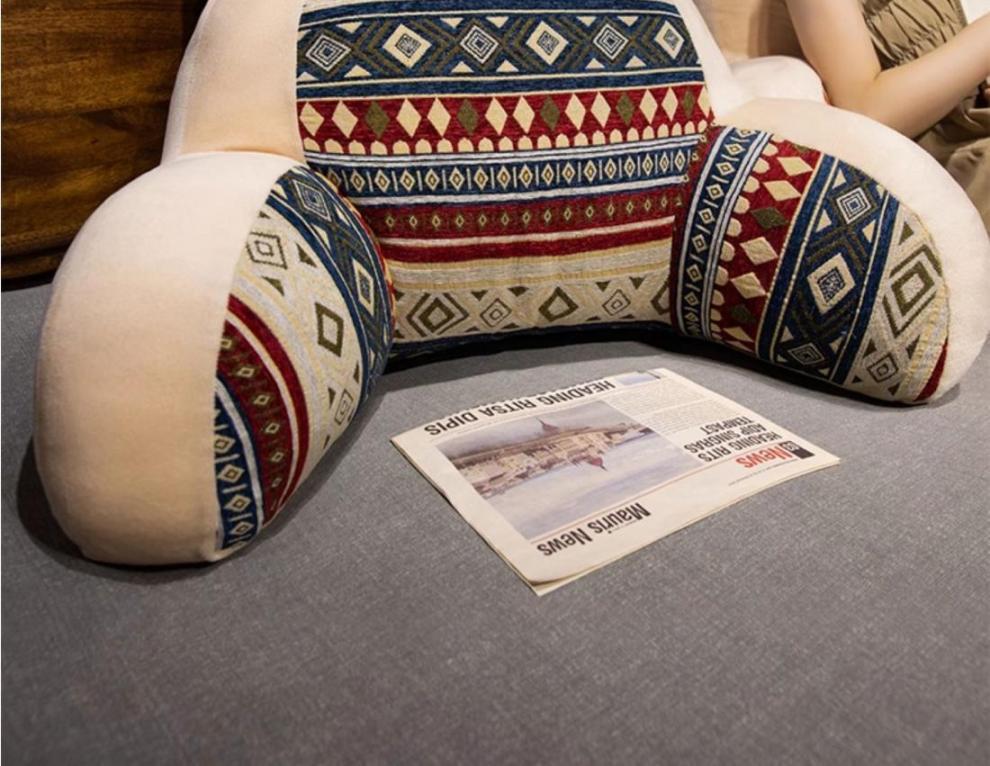 Ethnic Style Soft Bed Head Cushion Pillow – Large Backrest for Reading, Lumbar Support, Pregnancy Comfort