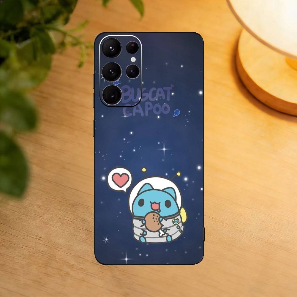Cartoon Cute Bugcat Capoo Phone Case For Samsung S25,24,23,22,30,21,10,9,Ultra,Plus,Lite Soft Black Case Samsung S23ULTRA5G