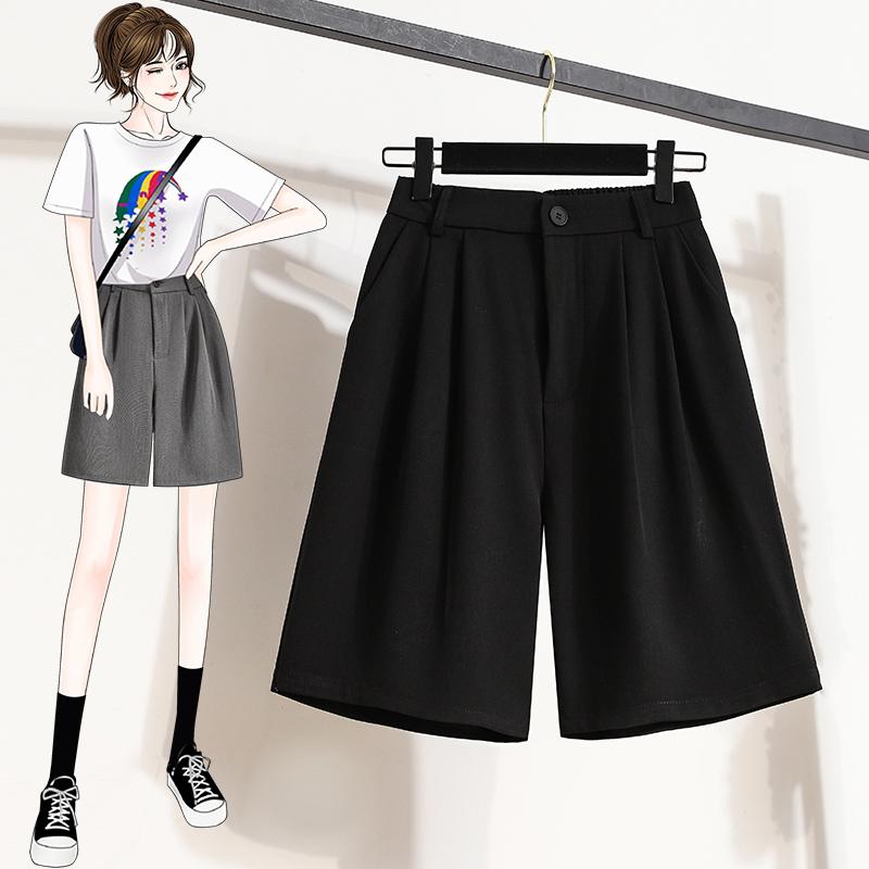 Dimanaf 2024 Dámské letní kalhoty plus size Kalhoty se širokými nohavicemi Šortky s vysokým pasem Elastické Volné Ležérní Základní A-linie Krátké kalhoty