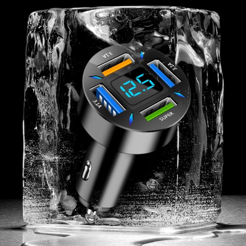 Car Charger Stable Current Output 4.8A QC3.0 22.5W 66W PD20W QC3.0 2.4A LED Light One For Four Laptop Cellphone Charger