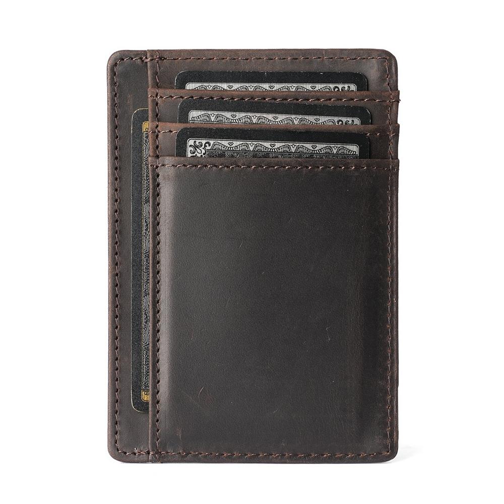 

Справжня коров яча шкіра Ретро Тонкий тримач для карток Ультратонкий Мінімалістичний Унісекс Маленький гаманець для карток для Бізнесу Кредитних Банківських карток Тримач для посвідчення особи темно-коричневого кольору