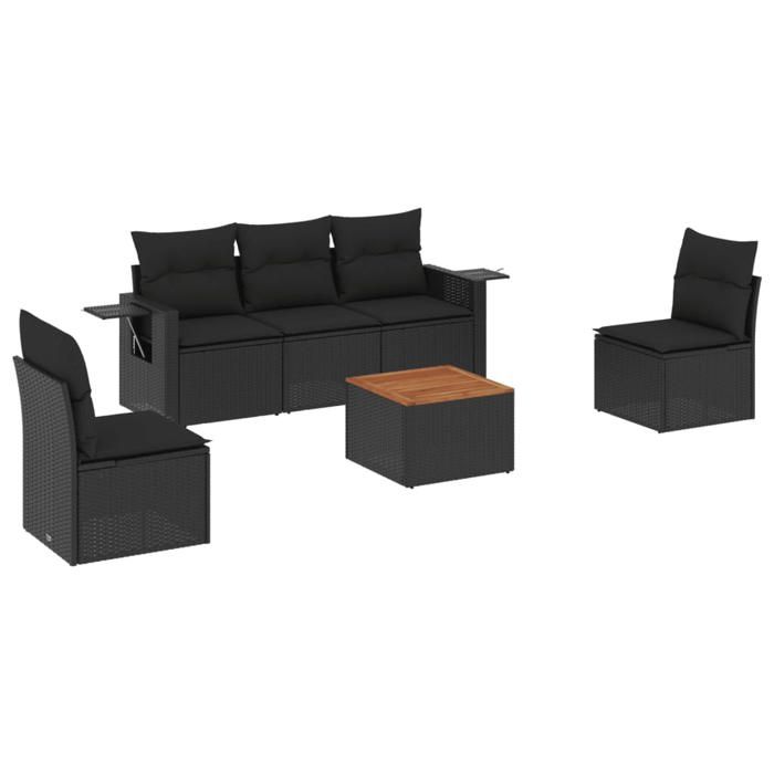 VidaXL Garden Lounge Set with Cushions 6 Pcs, Patio Sofas, Patio Furniture Set, Outdoor Furniture, Black 3256832