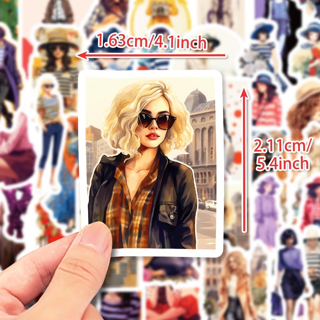 50 Cute Urban Girl Stickers Shein Dopamine Girl Outfit Graffiti DIY Hand Account