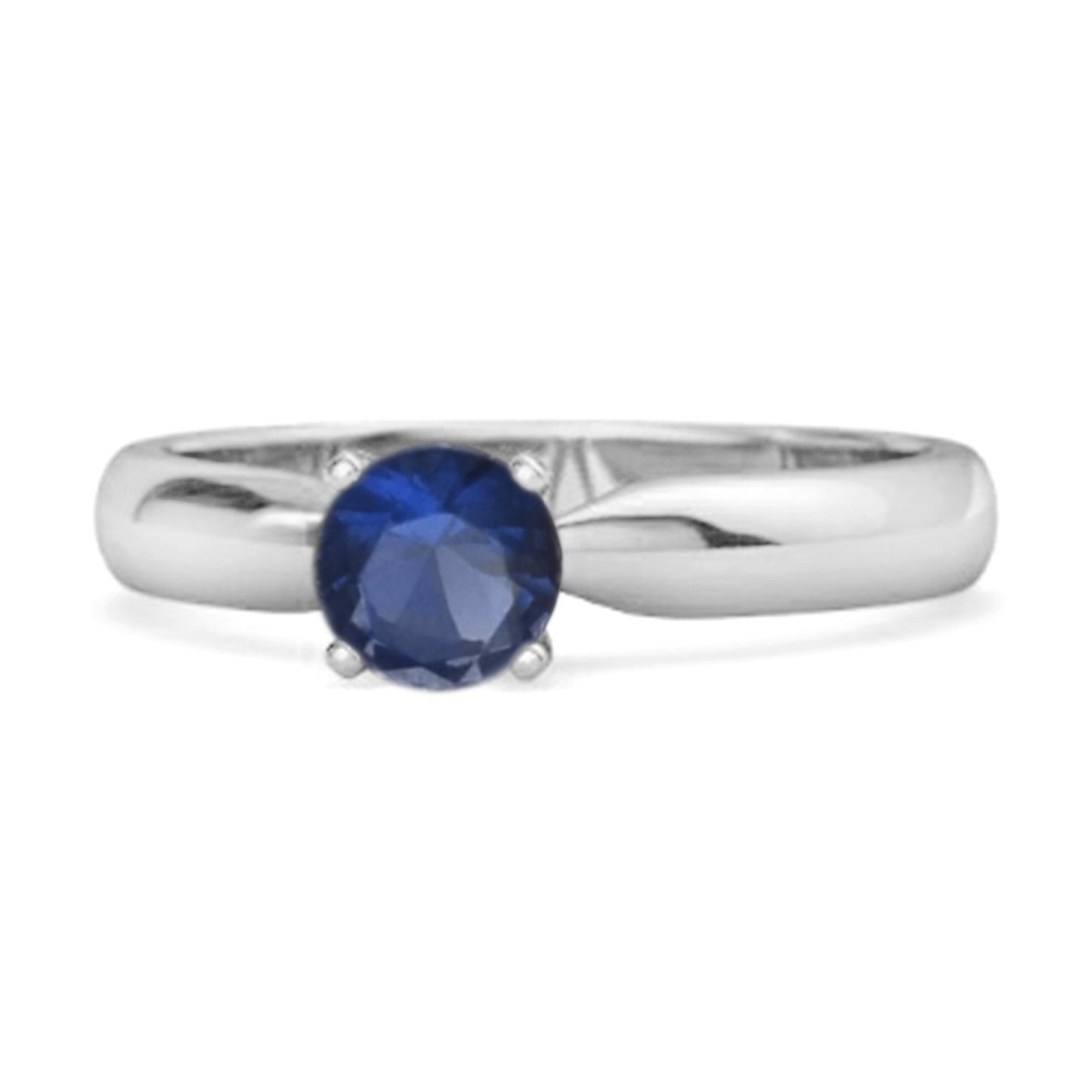 Blue Sapphire Classic Solitaire Ring - 925  Sterling Silver 10.5 белый