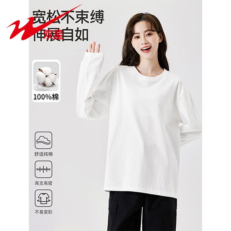 Shuangxing Women s Loose Fit Heavyweight Cotton Long Sleeve T-Shirt M