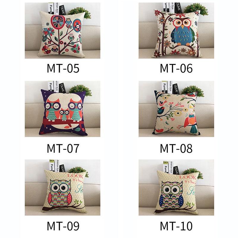 Versatile Owl Print Pillow Cases With Hidden Zip For Bedroom Sofa And Car Back Cushion