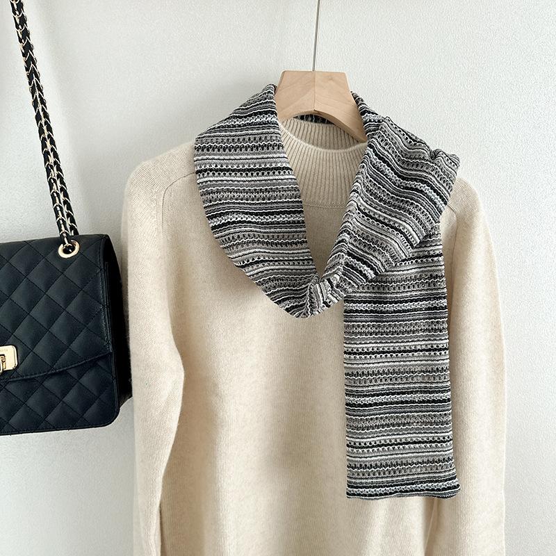 Striped Knitted Scarf for Autumn and Winter New Scarf for Couples