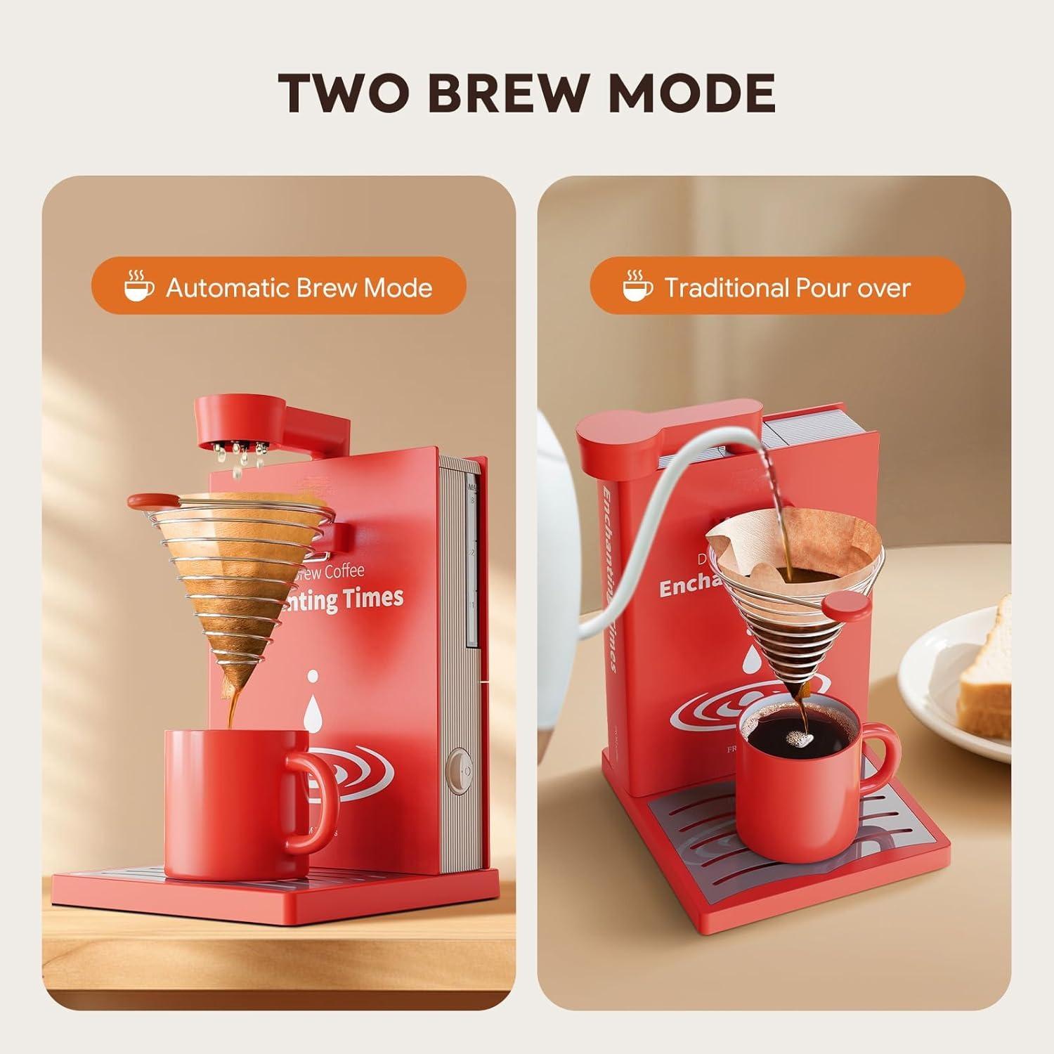 

Collapsible Americano Coffee Makers Used with Disposable or Reusable Filters, Single Serve Coffee Machines,Personal Portable Dripper coffee machine червоний