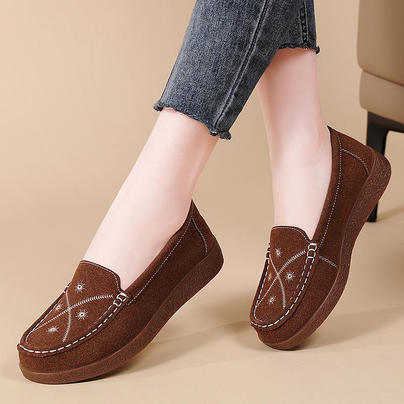 Summer Round Toe Soft Bottom Carved Retro British Style Flat Shoes Women's Casual Loafers