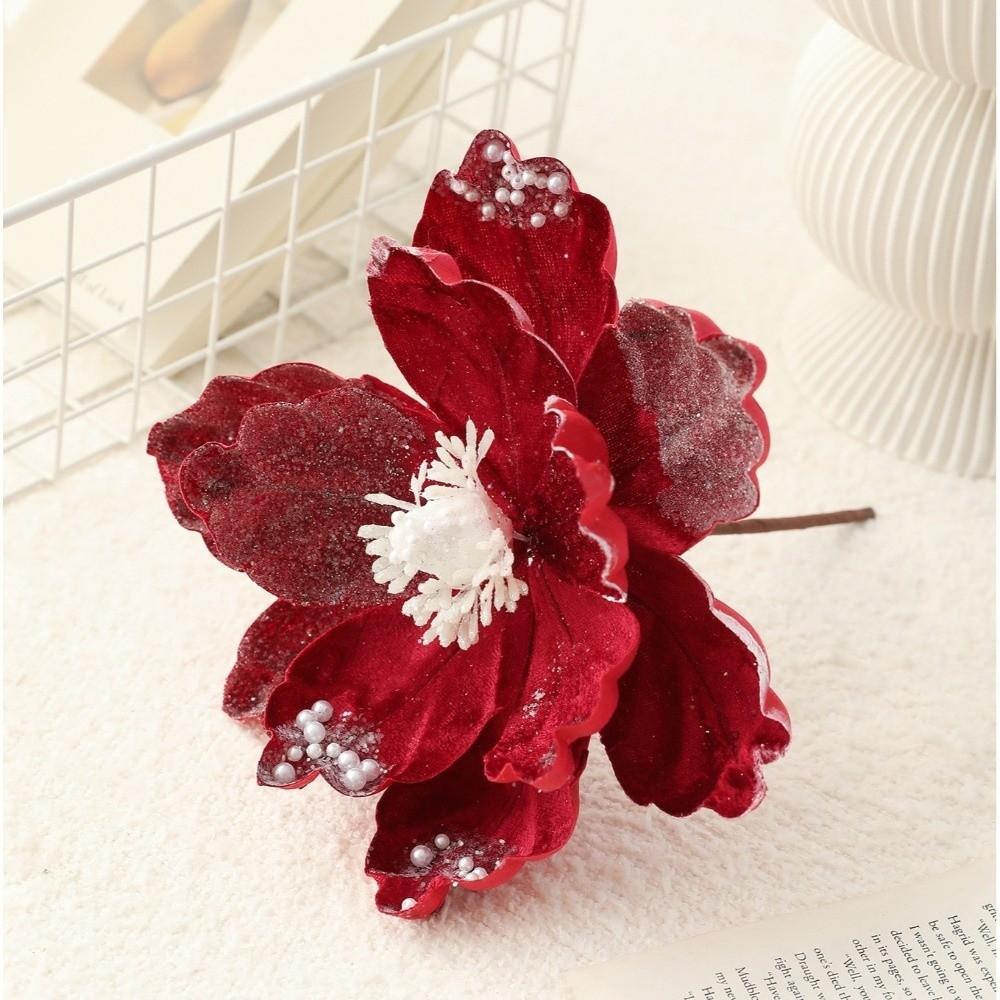 New 15CM Artificial Poinsettia Flower Glitter Sparkling Christmas Glitter Flower Sequins Simulation Flowers Wedding Decoration