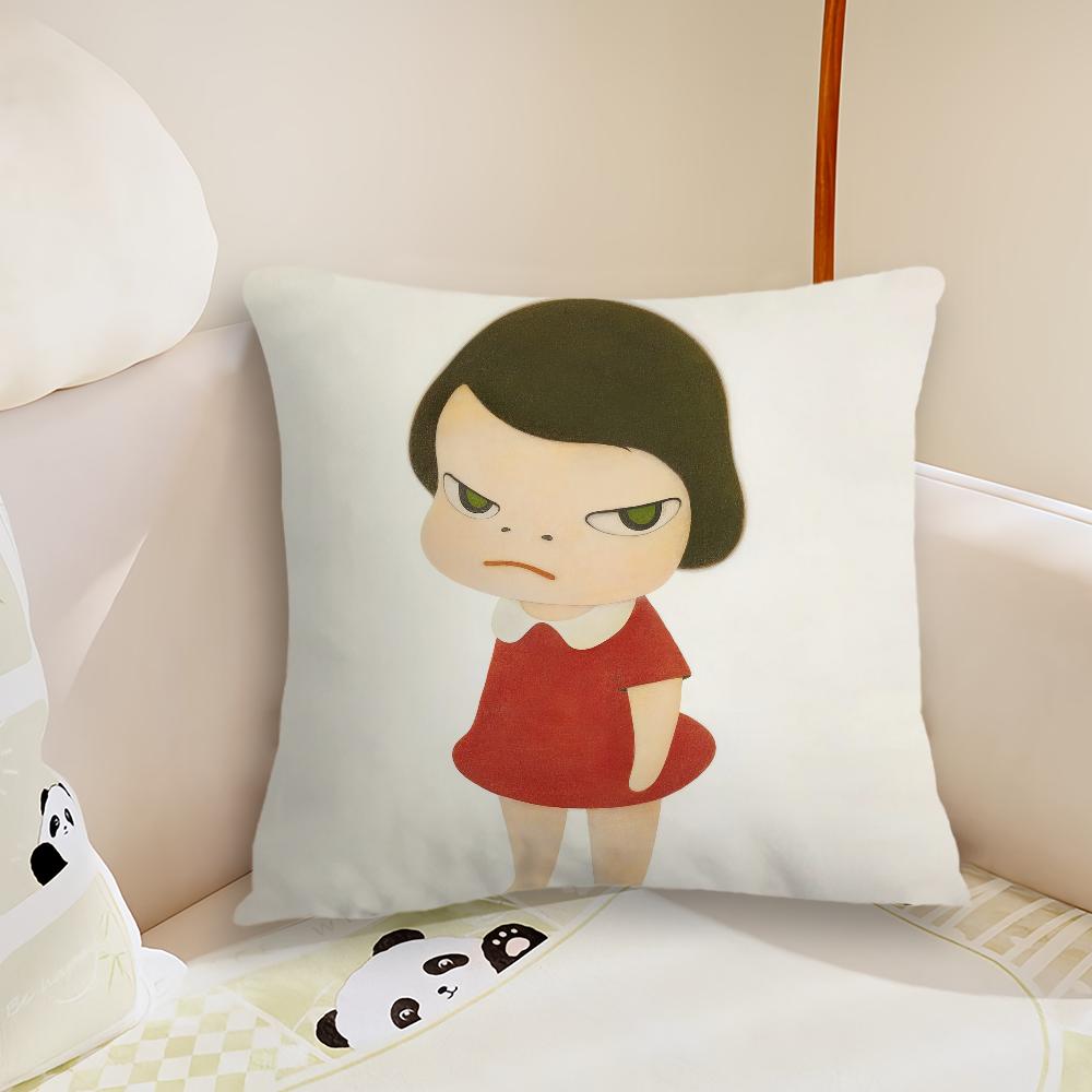 Süße Y-Yoshitomo N-Nara Kunst Kissenbezug Wohnzimmer Sofakissenbezug Geeignet für Zuhause Schlafzimmer Raumdekoration