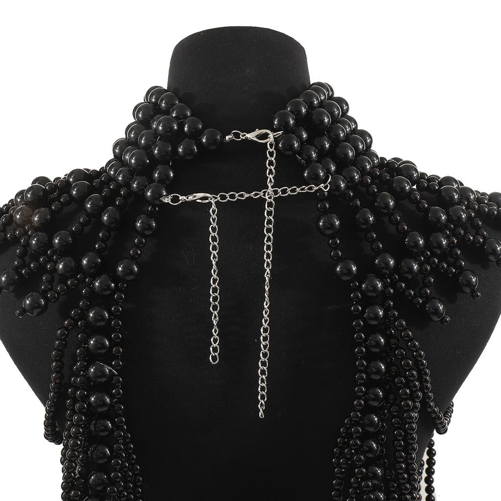 Fashion Tribal Style Hollow Woven Pearl Shawl Body Chain Retro Layered Exaggerated Sexy Body Chain All Match Women Jewelry