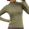 T-shirt da Donna a Manica Lunga, Colore Unico, Mezza Zip, Asciugatura Rapida, Blusa da Fitness e Palestra
