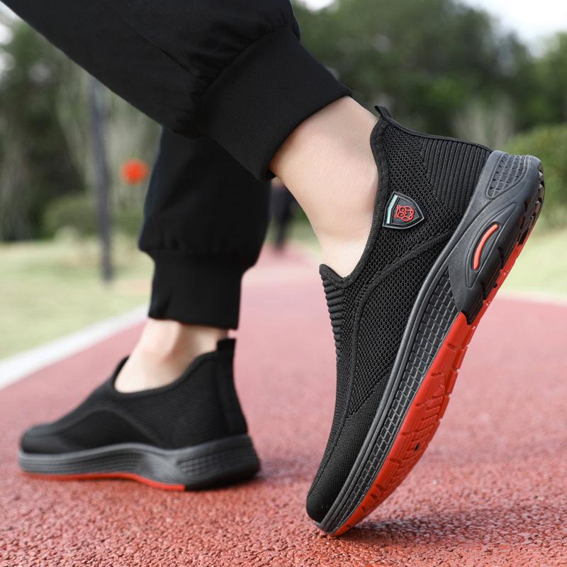 2025 men's shoes new casual shoes soft-soled breathable shoes fly-woven running shoes sports shoes men