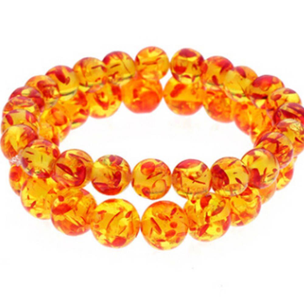 Women Charm Women's Natural 10MM Resin Amber Bangle Bead Round Bracelet Elastic