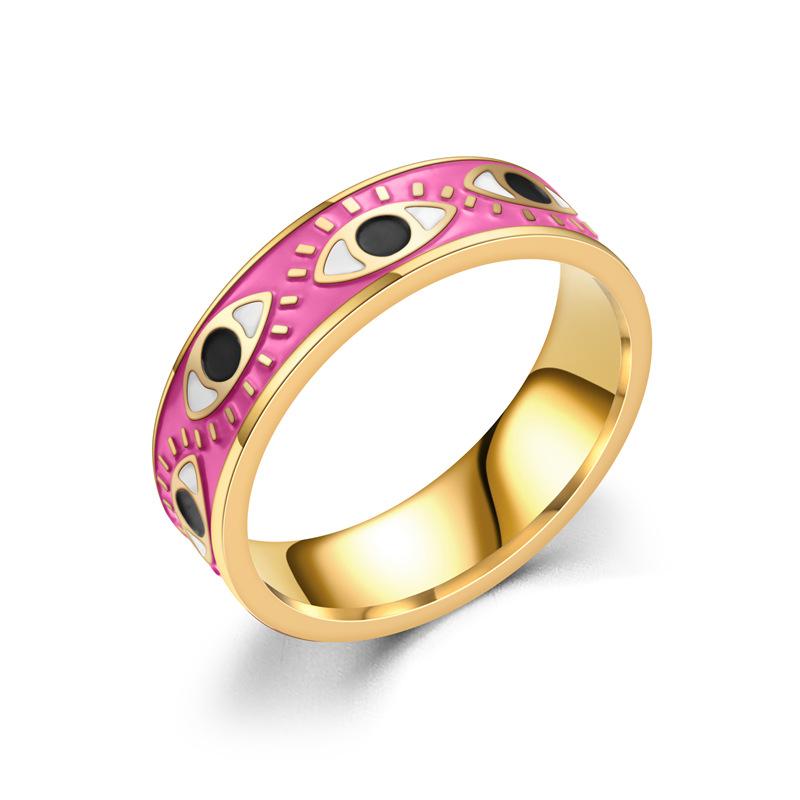 European and American Popular Devil's Eye Titanium Steel Oil Drop Ring Fashion Design Hip-hop Style Couple Ring Hand Jewelry