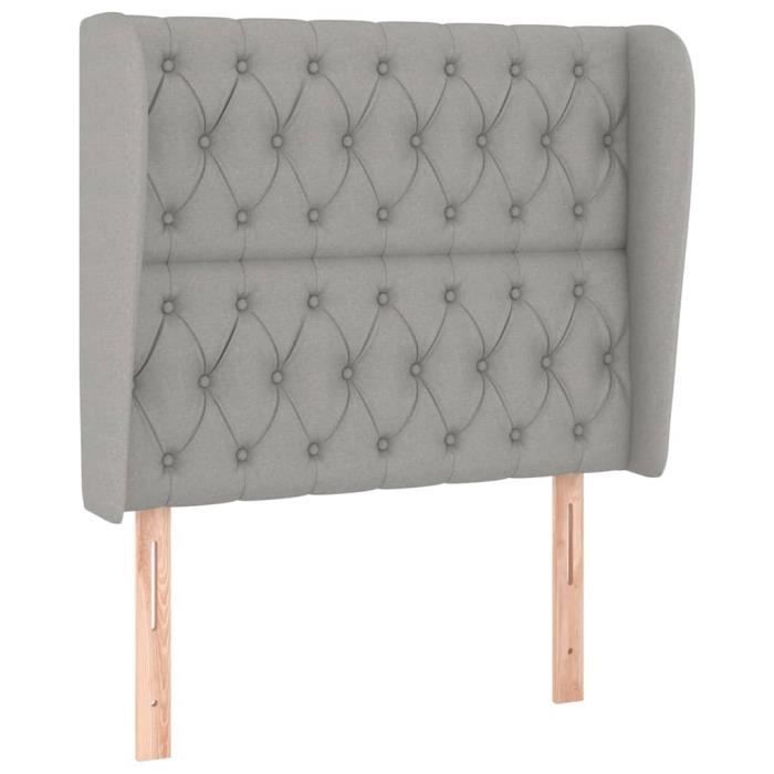 VidaXL Tête de lit avec oreilles Gris clair 93x23x118-128 cm Tissu3118274