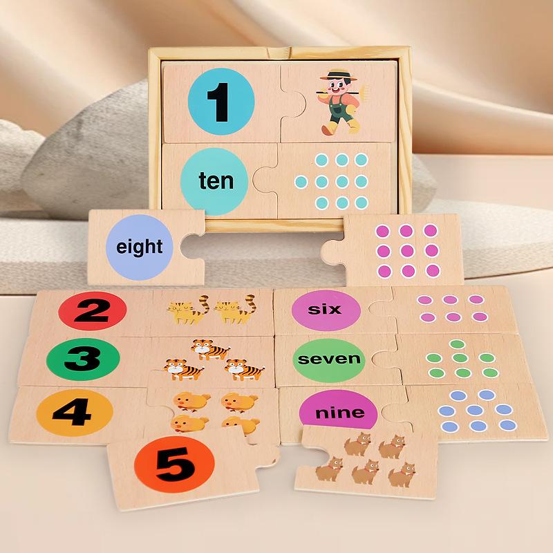 Children'S Early Education Digital Enlightenment Pairing Wooden Box Puzzle Digital Decomposition Cognitive Intellectual Development Toy