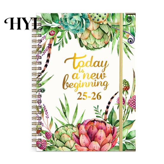Small And Portable Planner 2025-2026 Jul 2025 - Jun 2026 12 Month Daily Weekly Monthly Exquisite Workmanship Calendar Floral Print Spiral Binding