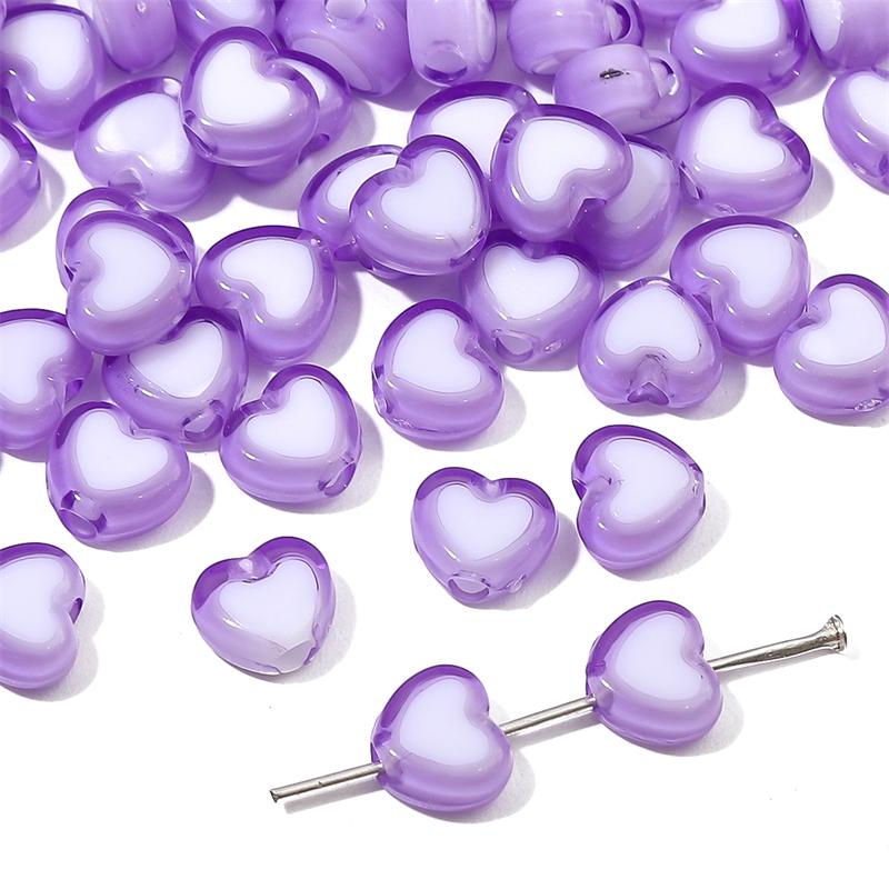 30Pcs Acrylic Heart Shape Beads Loose Spacer Beads for Jewelry Making DIY Bracelets Necklace