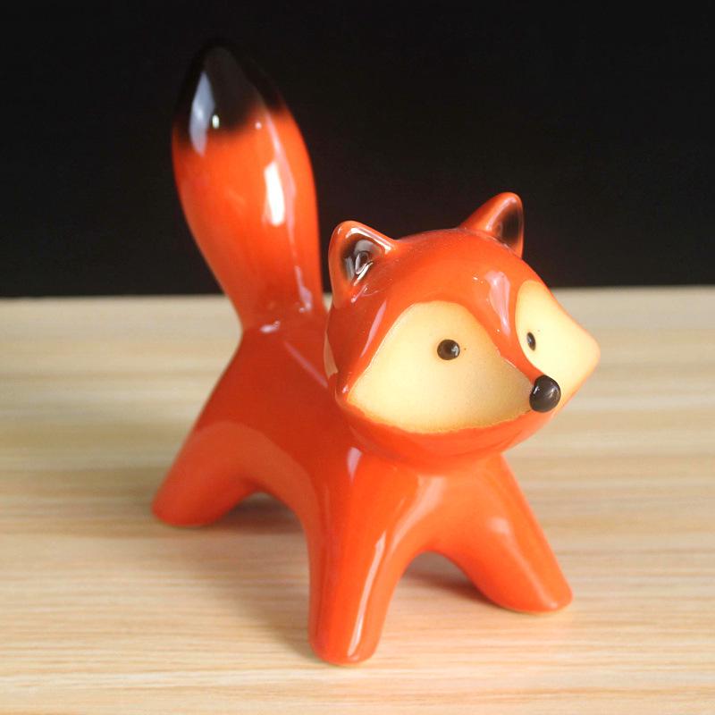 Little Fox Ceramic Ornament - Creative Home Decor for Living Room and TV Cabinet