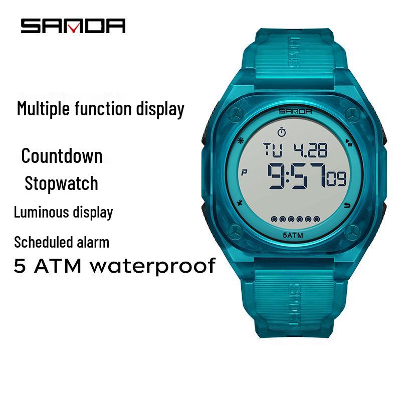 Sanda Multifunctional Luminous Waterproof Student Countdown Watch with Alarm