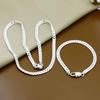 2Pcs 5mm Side Chain Necklace Silver-Plated Snake Chain Bracelet Flat Chain Bracelet Unisex
