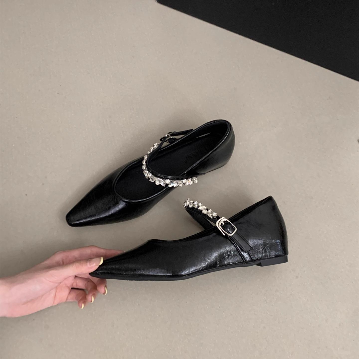 

Inner height increase silver with rhinestone temperament light mouth single shoes women s autumn new French fairy style Mary Jane shoes 40