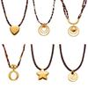 Qiong Yao Design Sense Photochromic Geometric Pendant, Long Leopard Print Necklace, Simple 18K Gold Plated Clavicle Chain.