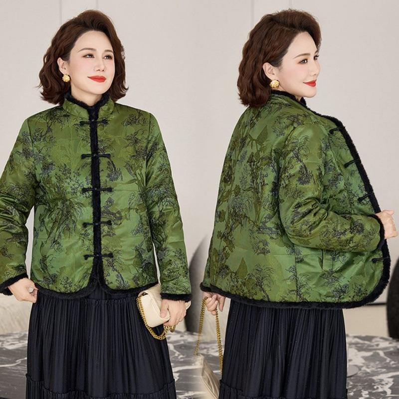 Jacquard handmade buckle cotton-padded clothes, winter new temperament cotton-padded clothes, thin cotton-padded jacket tops