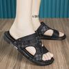 Premium Leather Sandals Summer Fashion Trend New Dual-purpose Driving Foot Cover One-word Drag Men's Travel Beach Shoes