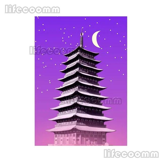 Anime City Neon Night 80s Vaporwave Japan City Street Poster Wall Art Canvas Painting Wall Pictures For Living Room Home Decor No Frame
