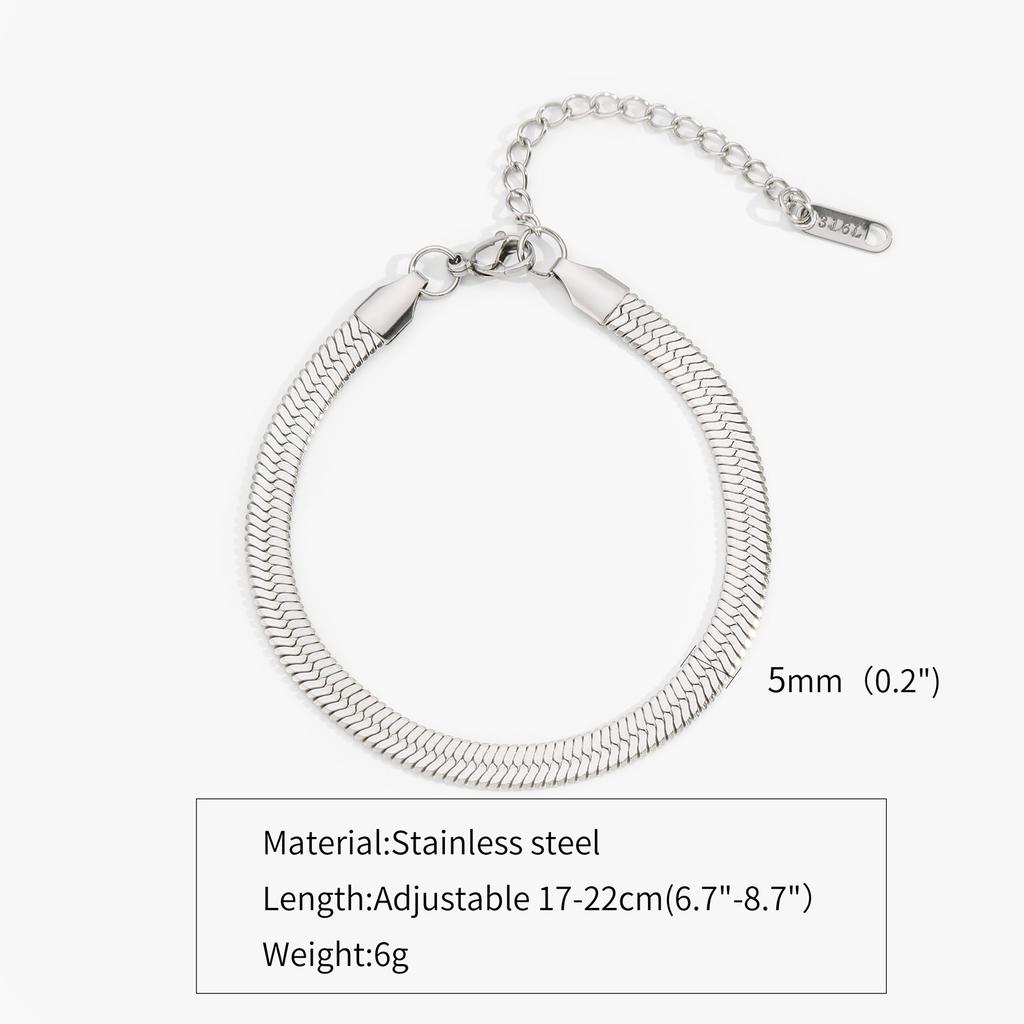 Hip Hop Stainless Steel Bracelet Gold Color Snake Chain Titanium Steel Bracelet For Women Men Fashion Jewelry Accessories