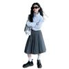 2025 Girls' Mid-Length Pleated Skirt with Bow & Metal Logo - Spring & Autumn Wear