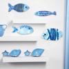 4 Pcs Wood Fish Wall Decor Rustic Blue Fish Beach Wall Art Nautical Coastal Themed Wall Hanging Sculpture for Lake House Ocean Bathroom Decor