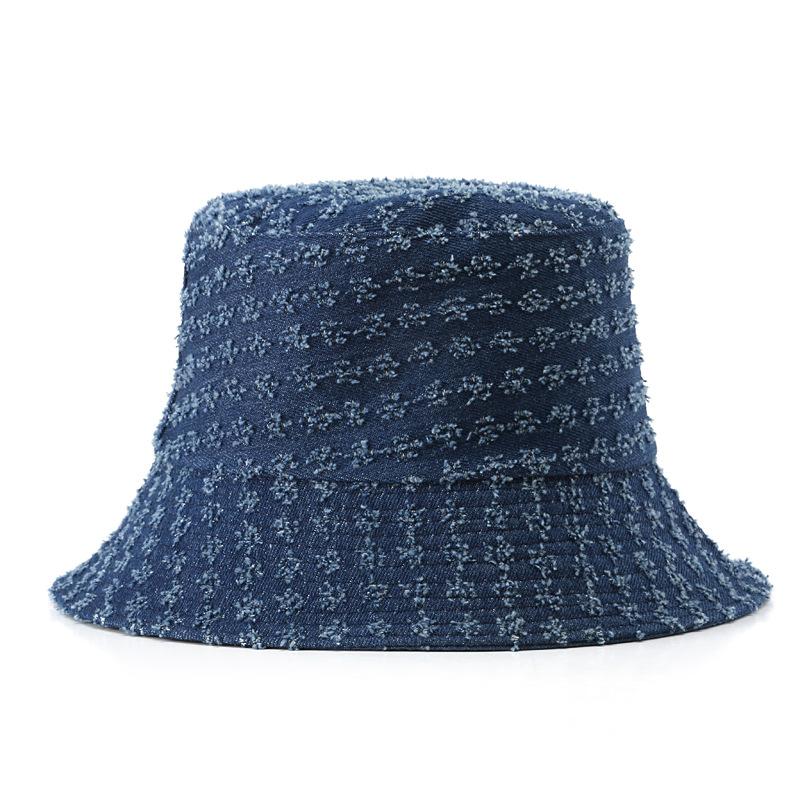 Hat Spring and Autumn Plaid Dome Denim Bucket Hat Fashion Street Trend Sunscreen Sunshade Basin Hat