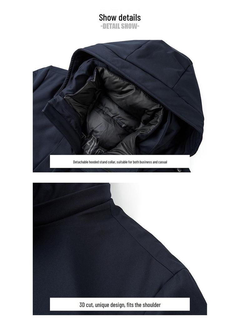 Brand High-End Men's Goose Down Jacket: Thickened, Warm, Hooded, 5-in-1 Casual Coat for Middle-Aged Dads